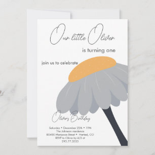 First Birthday Party Camomile Flower Cute Pastel Invitation