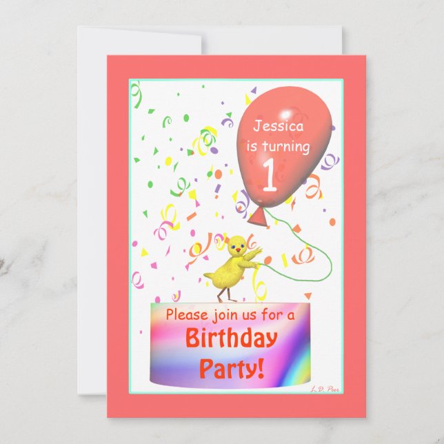 First Birthday Party Chicken Invitation (Front)