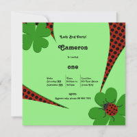 First Birthday Party Cute Lady Bug Invitation Card