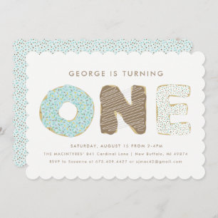 First Birthday Party Doughnut Theme Invitations