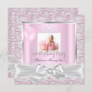 First Birthday Party Girls Pink Diamonds Tiara 2 Invitation