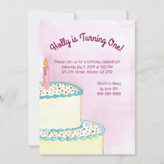 First Birthday Party Invitation - Cake & Sprinkles