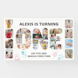 First Birthday Party Number One Photo Collage Banner