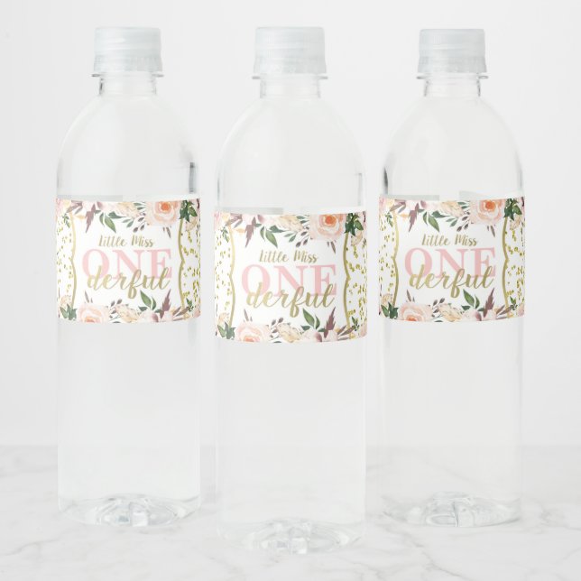 First Birthday Party Water Labels, Boho Water Bottle Label (Bottles)