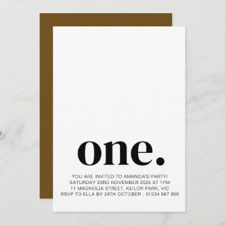 First Birthday Photo Invitation in Brown & White