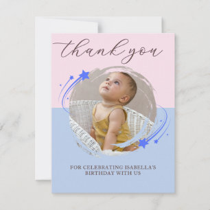 First Birthday Photo Shooting Star Thank You Card