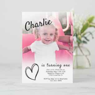 First Birthday Photo Template Girls Minimal Chic