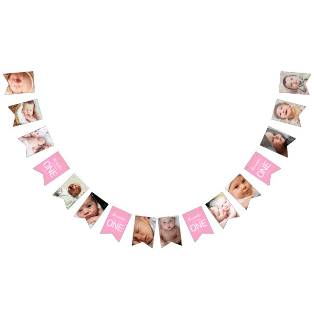 First Birthday Pink | 12 Month Photo Bunting (All)