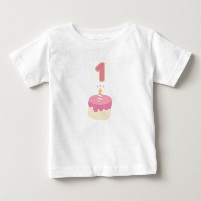 First birthday pink cake  baby T-Shirt (Front)