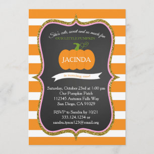 First Birthday Pink Girl Pumpkin Invitation
