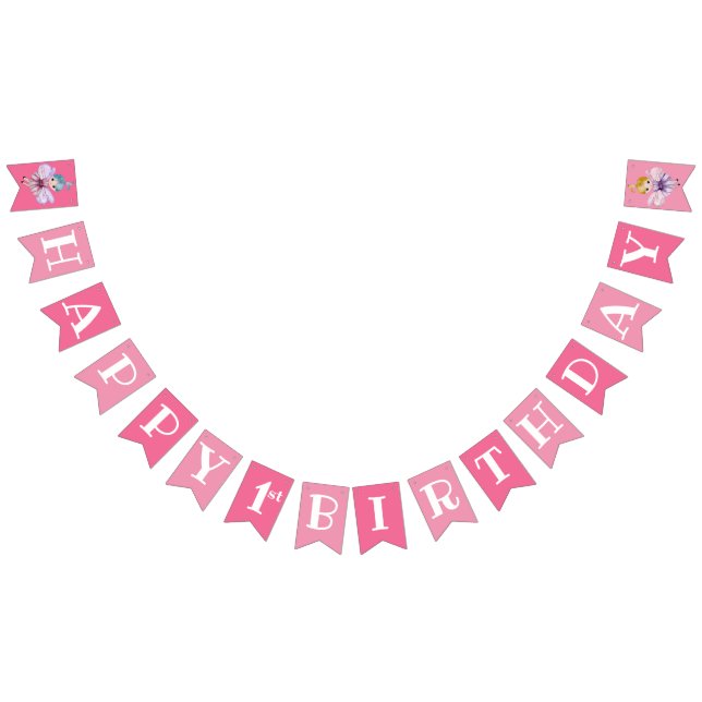 First Birthday Pink Happy Birthday Fairy Bunting (All)