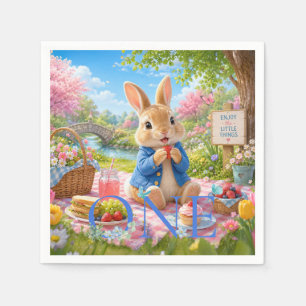 First Birthday Rabbit Having a Picnic Napkin