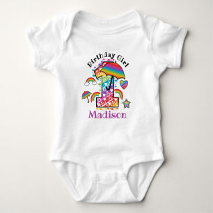 First Birthday Rainbow Colourful Baby Bodysuit