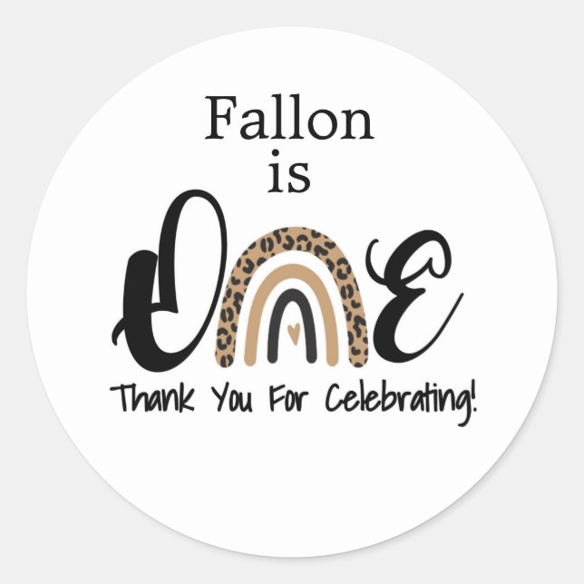 First Birthday, Rainbow invite, ONE Classic Round Sticker (Front)