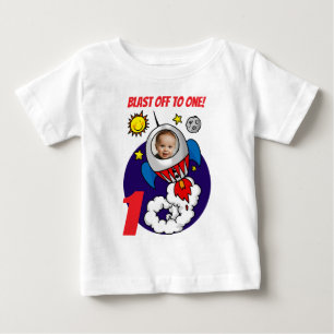 First Birthday Rocket Blast Off To One Child Photo Baby T-Shirt