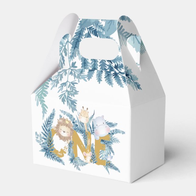 First Birthday Safari Animals Exotic Personalised Favour Box (Front Side)
