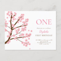 First Birthday Spring Cherry Blossoms Floral Cute