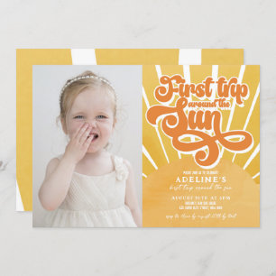 First Birthday Sunshine Orange Boho Cute Party Invitation
