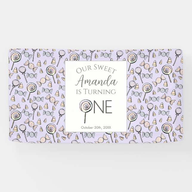 First Birthday Sweet Little One Candy Theme  Banner (Horizontal)