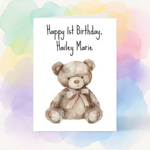 First Birthday Teddy Bear Personalised Card