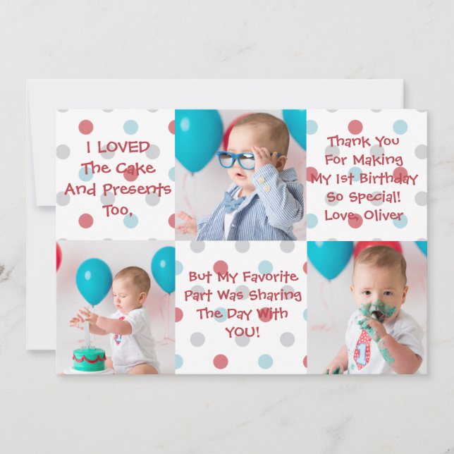 First Birthday Thank You Card (Front)