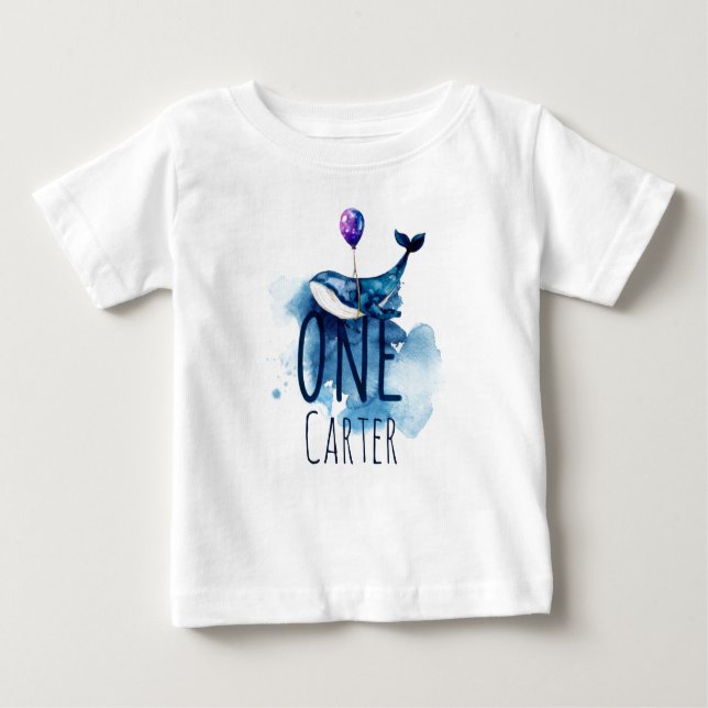 First Birthday Under the Sea Custom Name Baby T-Shirt (Front)