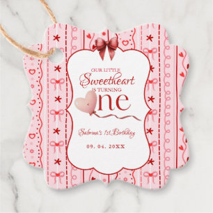 First Birthday valentine baby birthday party Favour Tags