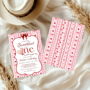 First Birthday valentine baby birthday party Invitation