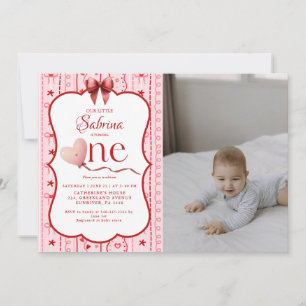 First Birthday valentine baby birthday party Invitation