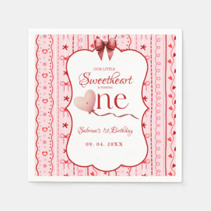 First Birthday valentine baby birthday party Napkin