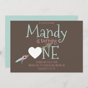 First Birthday Valentines Day Birthday Party Boho Invitation