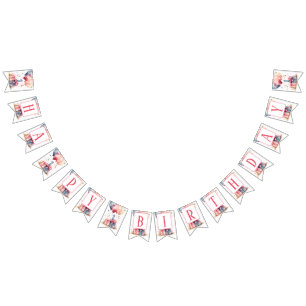 First Birthday - Watercolor gifts and balloons - Bunting