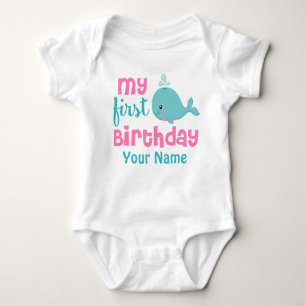 First Birthday Whale Girls Personalised Shirt