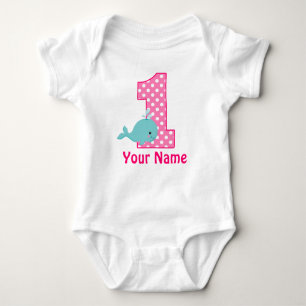 First Birthday Whale Pink Personalised Shirt