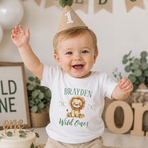 First Birthday Wild One Lion Baby T-Shirt