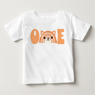 First Birthday Woodland Fox Boho Rainbow Baby T-Shirt