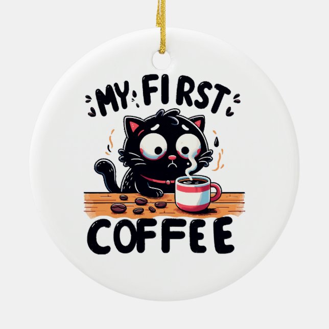 First Black Coffee Adventure Ceramic Tree Decoration (Back)