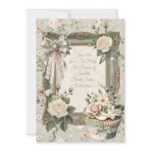First Bloom Floral Tea Party Sweet 16 Invitation