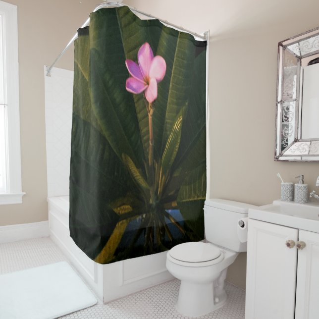 First Bloom, Plumeria Shower Curtain (In Situ)