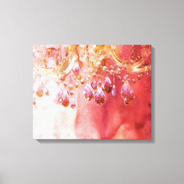 First Blush pretty golden pink chandelier canvas Print (Front)