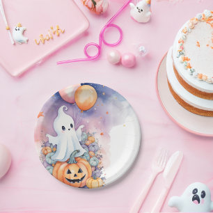 First Boo-Day Celebration -  Ghost & Pumpkin Paper Plate