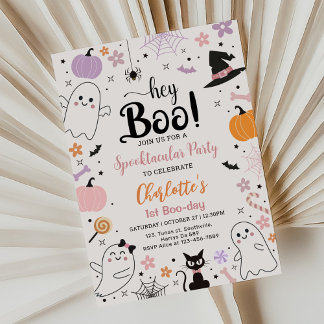 First Boo Day Spooktacular Halloween Birthday Invitation