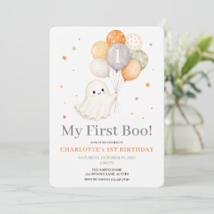 First Boo Ghost Halloween First Birthday Invitation