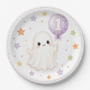 First Boo Ghost Halloween First Birthday Paper Plate