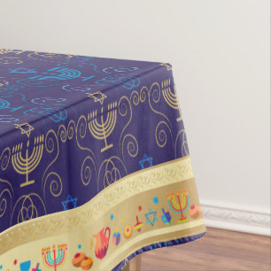 First Candle of Hanukkah Festival of Lights Party Tablecloth