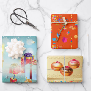 First Candle of Hanukkah Festival of lights party Wrapping Paper Sheet