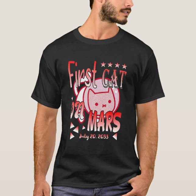 First Cat On Mars   Astronaut Cat 2 T-Shirt (Front)