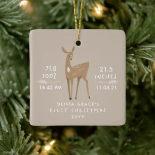 First Christmas 1 photo baby details deer Ceramic Ceramic Ornament