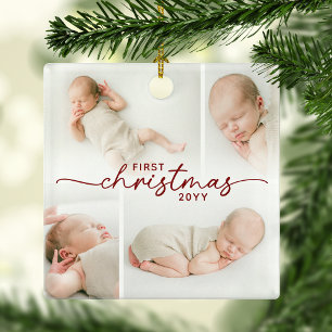 First Christmas 5 Photo Personalised Christmas Ceramic Ornament