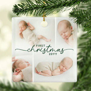First Christmas 5 Photo Personalised Christmas Ceramic Ornament